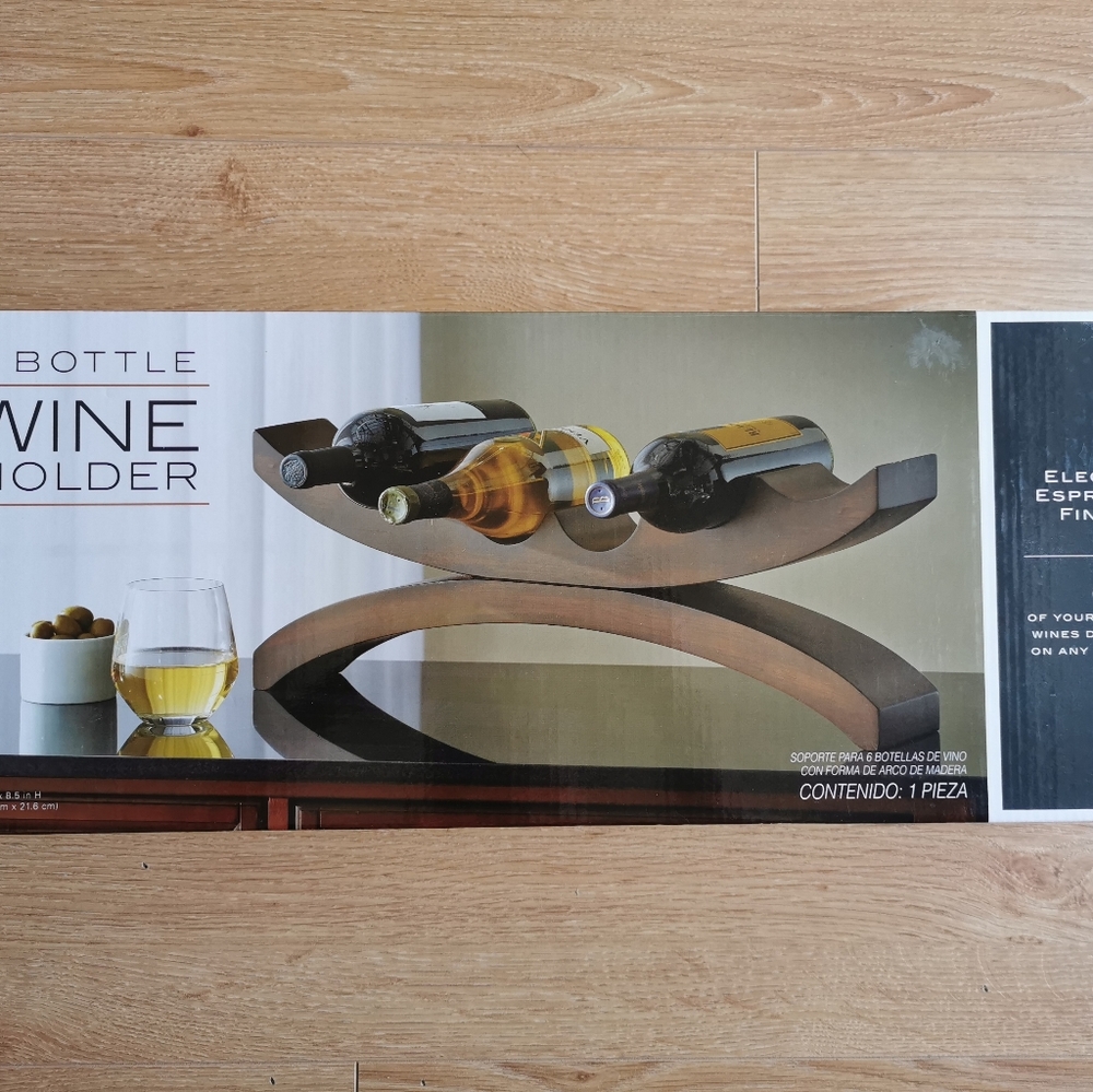 6 bottle wine holder elegant espresso finish